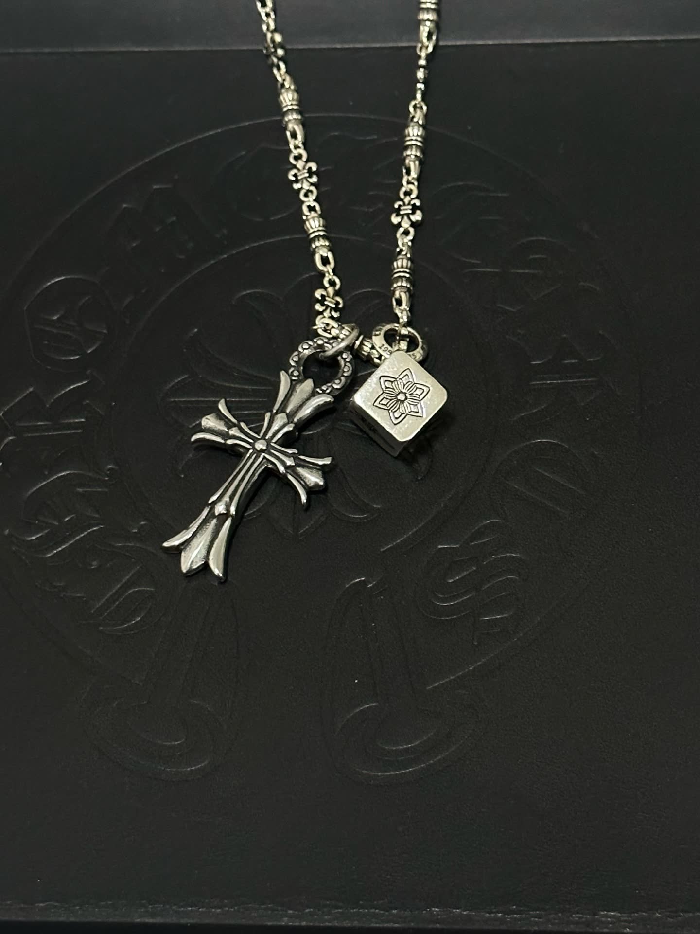Chrome Hearts Silver Cross Pendant Necklace